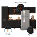 Ver imagem 5 de Armário De Cozinha Completa Com Adega 9 Portas 3 Gavetas Favorita Preto/Nature