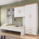 Ver imagem 3 de Quarto Infantil Chiara 4 Portas 2 Gavetas MDP Branco Carvalho