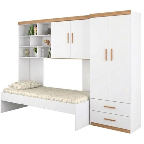 Quarto Infantil Chiara 4 Portas 2 Gavetas MDP Branco Carvalho