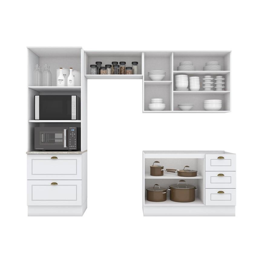 Cozinha Compacta Nova York 4 Peças Clássica Henn 100% MDF Branco - 3
