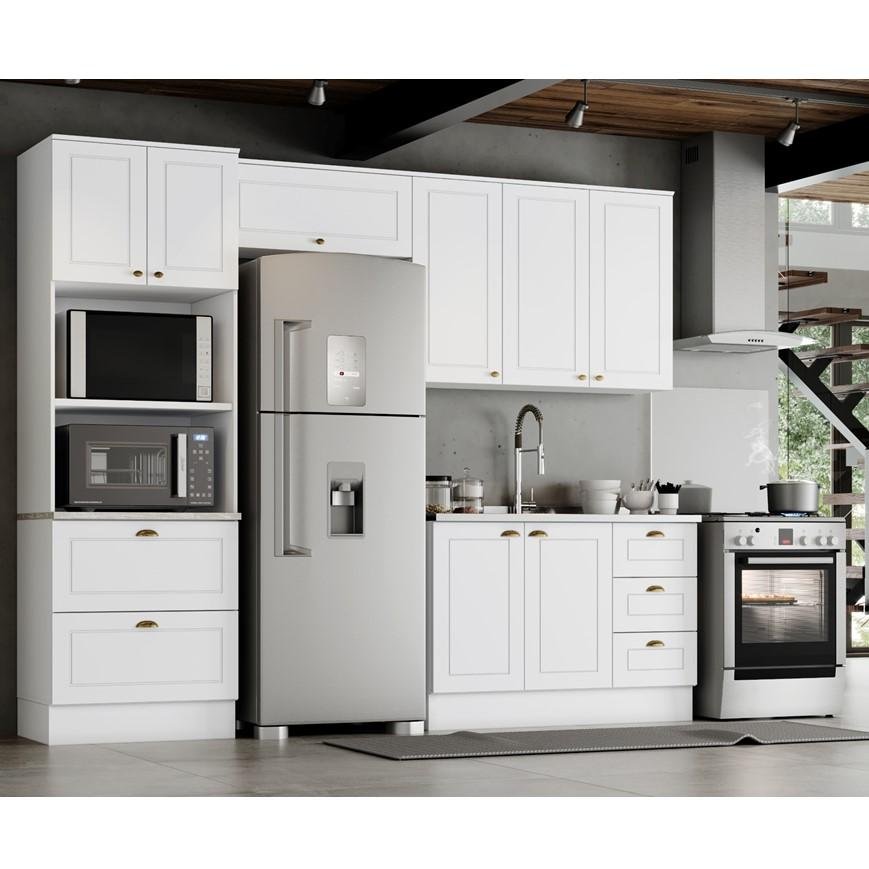 Cozinha Compacta Nova York 4 Peças Clássica Henn 100% MDF Branco - 1