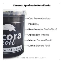 Cimento Queimado com Efeito Perolizado Decora Fácil 1kg - Preto Absoluto - 5