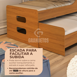 Bicama Solteiro Cama com Auxiliar e 2 Colchões D20 Despuma Cor:nature - 4