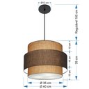 Ver imagem 2 de Lustre para Sala de Jantar Vivare Md-4392 Cúpula em Tecido 40cm Lustres Vivare Palha-café-palha Bivo
