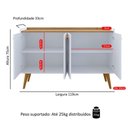 Ver imagem 6 de Aparador Buffet Cantinho Café Decoração Sala Cozinha 4 Portas Puxador Concha Prateleira Organizadora