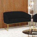 Ver imagem 2 de Sofá Namoradeira 2 Lugares Base Industrial Dourado Stella Linho D03 - D’Rossi A79 Preto