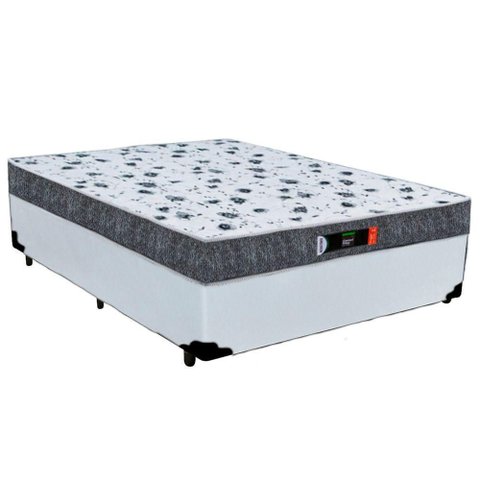 Cama Box Casal + Colchão Ortopédico Resistente Pró D28 Prime Colchões 138x188x60 Cor:branco