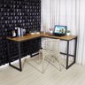 Mesa Escritório Escrivaninha em L Estilo Industrial Mel / Preto - 1