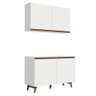 Kit Armário de Cozinha Aéreo e Balcão Gabinete de Pia 120 cm Branco Reims Madesa - 2