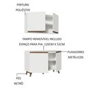 Ver imagem 4 de Kit Armário de Cozinha Aéreo e Balcão Gabinete de Pia 120 cm Branco Reims Madesa