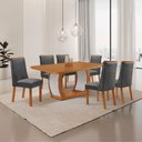 Ver imagem 2 de Mesa de Jantar Milena Yasmin 180 cm Tampo MDF Canto Copo Laminado com 6 Cadeiras Moderna Mobília