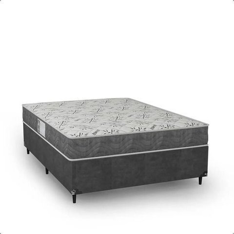 Cama Box Casal + Colchão D33 One Face - Suede Cinza