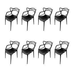 Kit 8 Cadeiras Design Allegra Master Polipropileno - Preto - 1