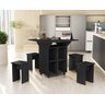 Mesa Dobrável c/ Bancos Vira Aparador Multiuso Bar MDF Annie:‎ Preto - 1