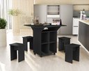 Ver imagem 1 de Mesa Dobrável c/ Bancos Vira Aparador Multiuso Bar MDF Annie: Preto