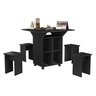Mesa Dobrável c/ Bancos Vira Aparador Multiuso Bar MDF Annie:‎ Preto - 3