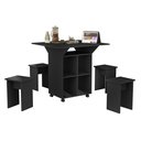 Ver imagem 3 de Mesa Dobrável c/ Bancos Vira Aparador Multiuso Bar MDF Annie: Preto