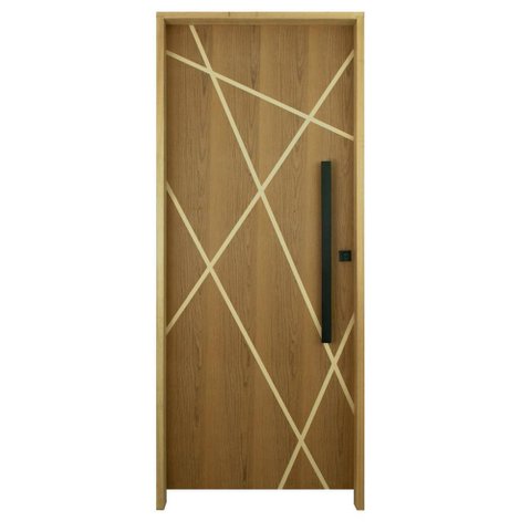 Kit Porta de Madeira Agatha 92 X 2,10 Bat.14cm Fech.rolete com Puxador - Hale
