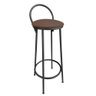 Kit 3 Banquetas Alta Drink Estofada de Metal Banco Alto Para Cozinha Bar Balcão Preta Marrom - 3