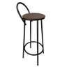 Kit 3 Banquetas Alta Drink Estofada de Metal Banco Alto Para Cozinha Bar Balcão Preta Marrom - 2