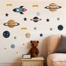 Adesivo de Parede Decorativo Infantil Foguete Azul Estrelas - 2
