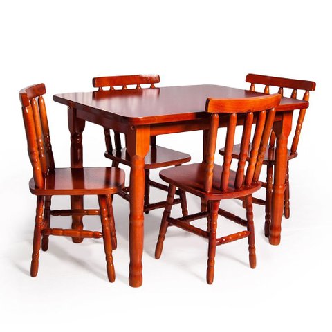 Conjunto de Mesa Mônaco 110x80 com 4 Cadeiras – Mel – Jm Móveis