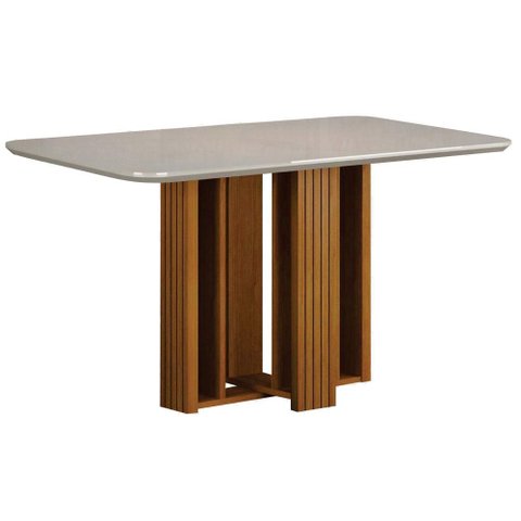 Mesa de Jantar Jade Gold 120x80 Canto Copo com Vidro Cinamomo Off White - Leifer
