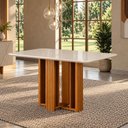 Ver imagem 3 de Mesa de Jantar Jade Gold 120x80 Canto Copo com Vidro Cinamomo Off White - Leifer