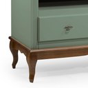 Ver imagem 3 de Rack para Sala com Pés Luis Xv 2 Gavetas e Nicho 60502 Linz Móveis - Verde Musgo/imbuia Glazer