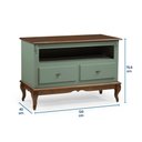 Ver imagem 5 de Rack para Sala com Pés Luis Xv 2 Gavetas e Nicho 60502 Linz Móveis - Verde Musgo/imbuia Glazer