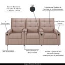 Ver imagem 4 de Poltrona do Papai Reclinável Cinema 3 Lugares Manual Baú Usb Haifa F05 Veludo Rosê - Lyam Decor