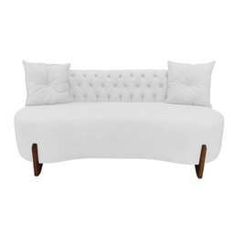 Sofá 3 Lugares Orgânico Curvo Tókio 180cm Couro Branco - 2