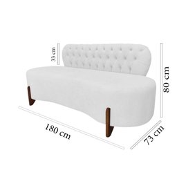 Sofá 3 Lugares Orgânico Curvo Tókio 180cm Couro Branco - 7