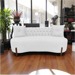 Sofá 3 Lugares Orgânico Curvo Tókio 180cm Couro Branco - 9