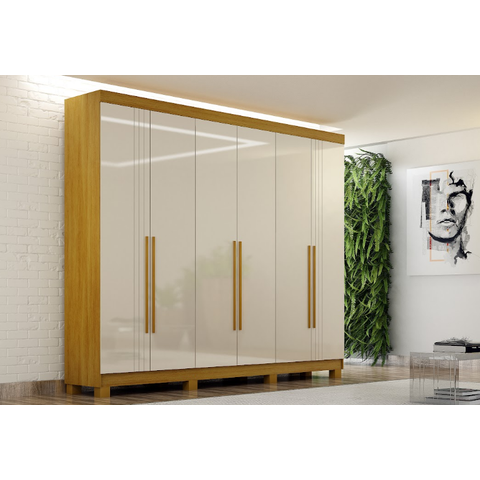 Guarda Roupa Madri 6 Portas 2 Gavetas com Pés - CHF Móveis:Cinamomo/Off