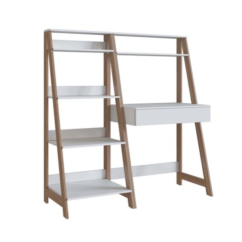 Conjunto Escritório Escrivaninha e Estante 126cm Branco/montana B940
