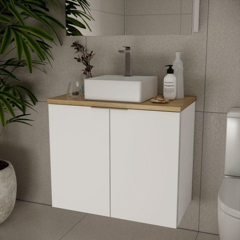 Gabinete com Cuba Nature 75cm Estilare Gab4011 Branco-carvalho