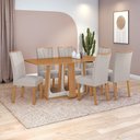 Ver imagem 1 de Conjunto Sala de Jantar Mesa Easy Pop 170x90cm Tampo Mdf com 6 Cadeiras Confort Linho Mosaico Cinza