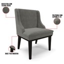 Ver imagem 3 de Kit 4 Cadeiras Estofadas para Sala de Jantar Base Fixa de Madeira Preto Lia Suede Grafite - Ibiza