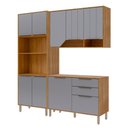 Ver imagem 1 de Armário de Cozinha Celeste com Torre Quente 190 Cm 9 Portas Cinamomo/platina
