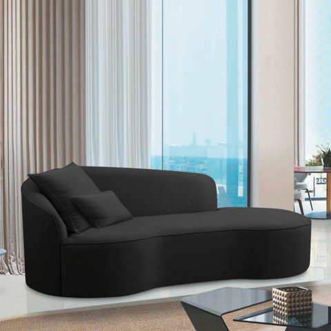 Divã Recamier Curvo Sala de Estar Recepção Inglaterra 220cm Lado Direito Bouclé