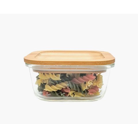 Pote hermético de vidro com tampa de bambu - 320 ml Oikos