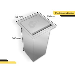 Porta Esponja Inox Com Ventosa Suporte p/ Pias E Cubas + Lixeira Gourmet Embutir escovada 7L AJL STO - 3