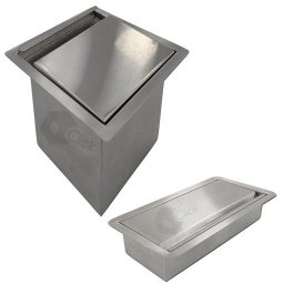 Porta Esponja Inox Com Ventosa Suporte p/ Pias E Cubas + Lixeira Gourmet Embutir escovada 7L AJL STO - 1