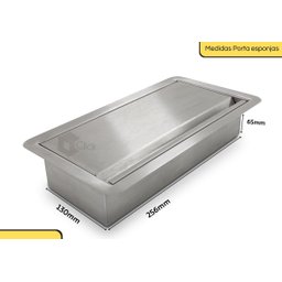 Porta Esponja Inox Com Ventosa Suporte p/ Pias E Cubas + Lixeira Gourmet Embutir escovada 7L AJL STO - 4