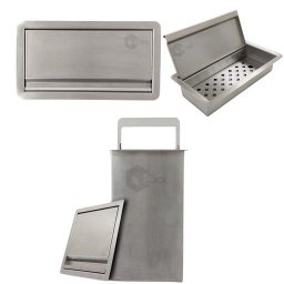 Porta Esponja Inox Com Ventosa Suporte p/ Pias E Cubas + Lixeira Gourmet Embutir escovada 7L AJL STO - 2