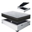 Ver imagem 1 de Cama Box Baú Casal Colchão Mola Bonnel Belos Sonhos + Box Sintético 61x138x188:branco