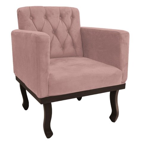 Poltrona Decorativa Classic Pés Luiz Xv Linho Rose - Amarena Móveis
