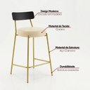 Ver imagem 3 de Banqueta Cozinha Média Encosto Preto KIT2 Industrial Dourado Londrina PU D03 - D'Rossi