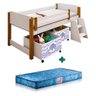 Cama Infantil Solteiro Com Baús Elefante Roxo Branco Amendoa Naty Com Colchão Gazin - 2
